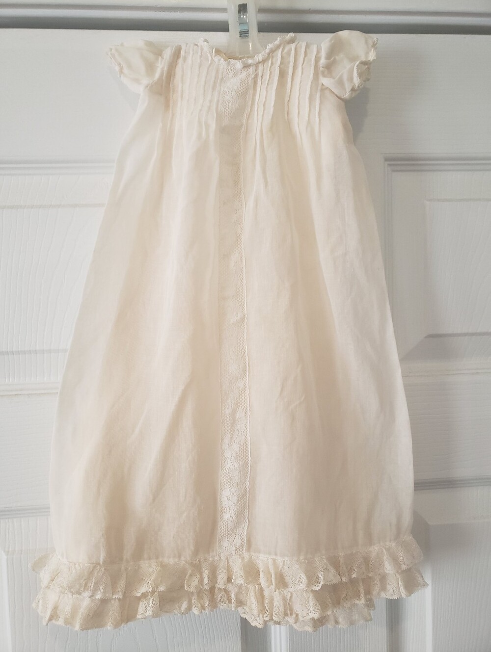 Antique Ivory Doll Or Baby Dress & Slip